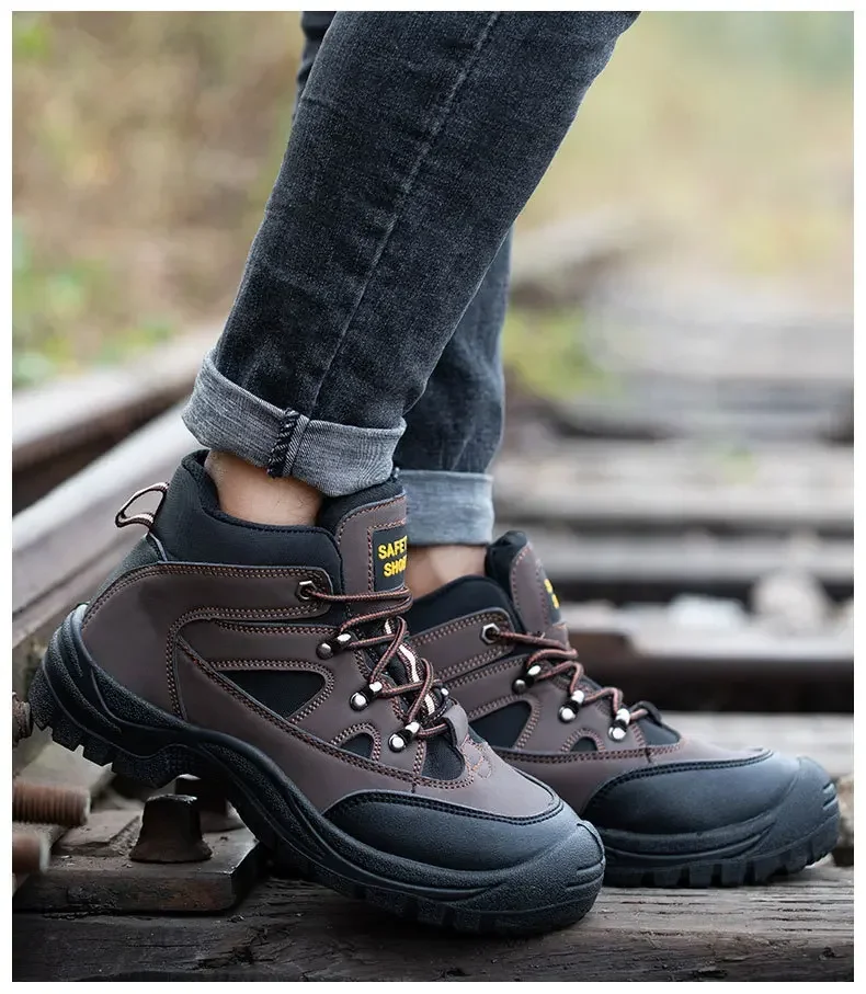 Lightweight Men Safety Botas Men Work Safety Shoes Anti-puncture Steel Toe Cap Non Slip Work Sneakers Male Indestructible  Boots