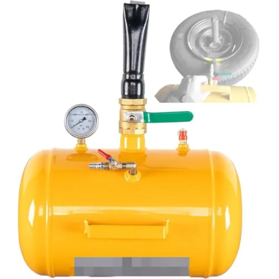 

Compact Bead Seater 10 Gallon High Air Tire Inflator Blaster for Truck Tractor Yellow Powerful Portable Air Compressor for Heav