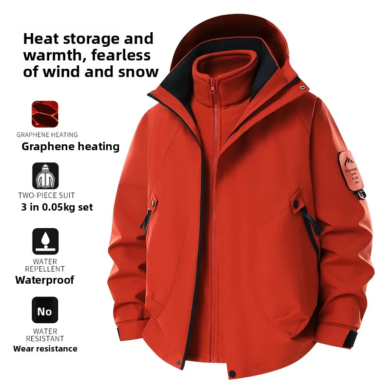 

ex Tee-in-One Fce Lined Windproof Autumn Winter Jaet Coat Outerwear for Couples Youth Faion Thiened Cotton Vest