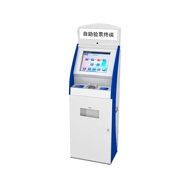 21 inch touch screen self service hotel check in payment kiosk with card dispenser and thermal printer