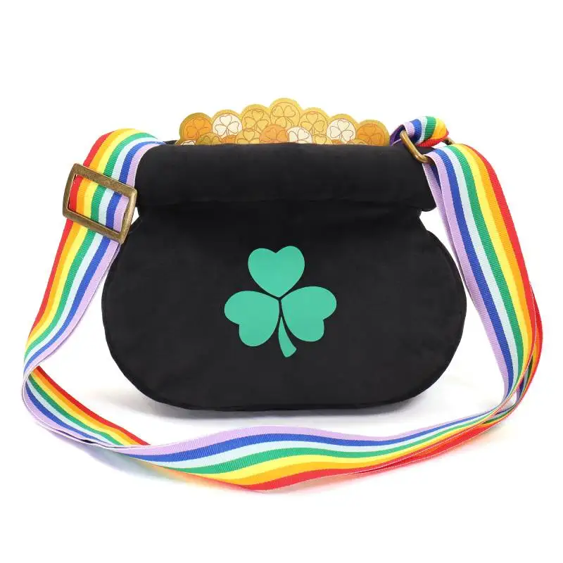 Wenam trevos saco arco-íris alça de ombro moedas trevo verde crossbody saco festival traje acessórios bolsa de ombro feminina