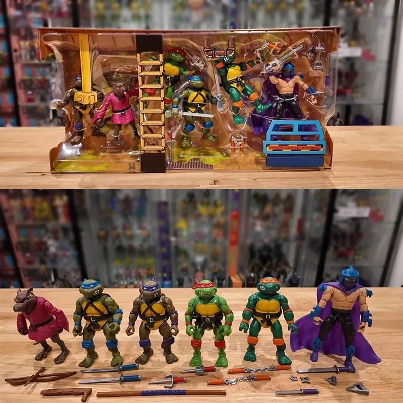 Novos playmates anime figura 1988 tartarugas remasterizadas bonecas figuras brinquedos modelo 6-pack colecionável ornamento personalizado aniversário menino presente