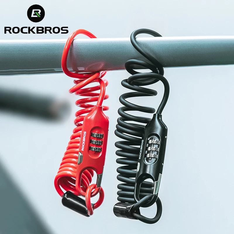 

ROCKBROS пароль стальной трос велосипедный замок 1,8 м портативный противоугонный безопасный 3-значный замок для шлема аксессуары для велосипеда