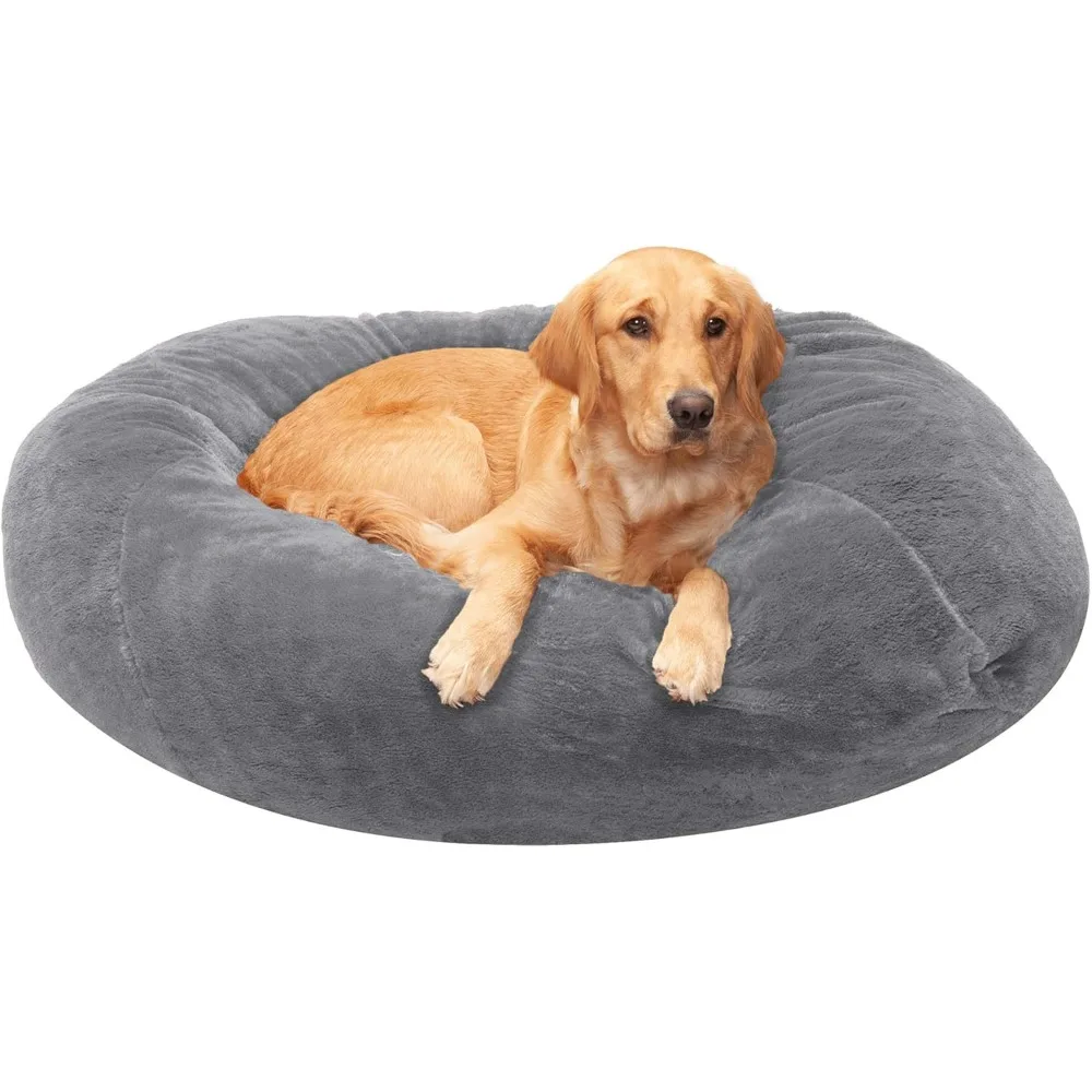 

Soft & Cozy Dog Bed for Large Dogs, Refillable w/ Removable Washable Cover & Liner, For Dogs Up to 95 lbs - Plush Faux Fur Bean