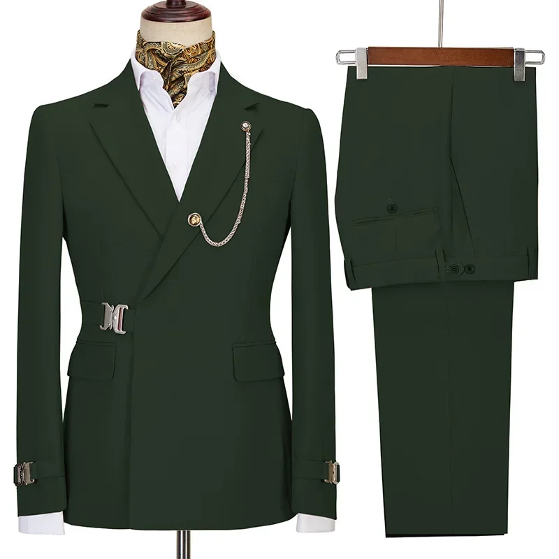 2024new casual men\'s suit slim two-piece business Korean version of the groom and best man wedding dress wedding suits for men