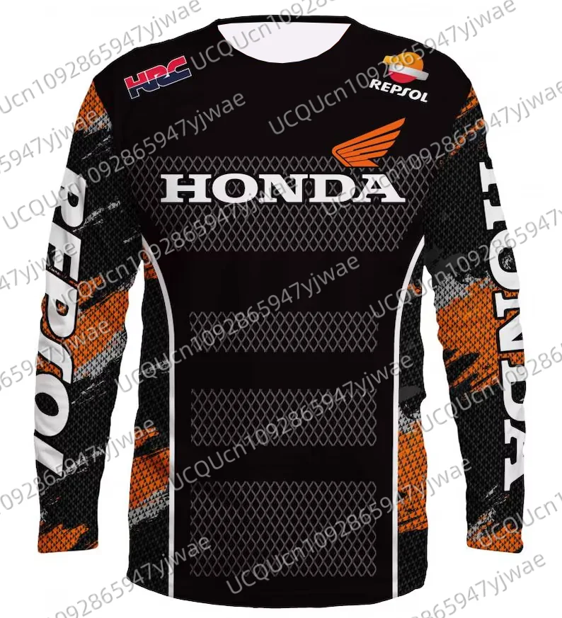 

Мужская летняя футболка Honda Racing, быстросохнущая мотоциклетная байкерская майка с длинными рукавами, легкие дышащие топы для верховой езды на открытом воздухе