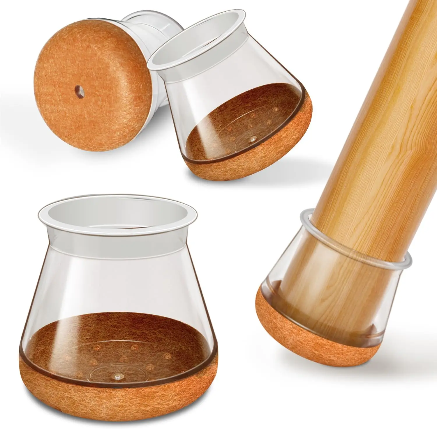 

24pcs Silicone Chair Leg Cap Socks Felt Anti-Slip Table Floor Feet Cover Furniture Leveling Feet Floor Protector