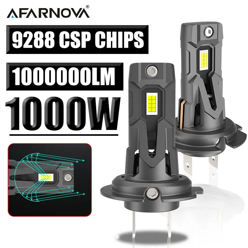 

1000W H7 LED Car Headlight Bulb 1:1 Mini Size Led Light Wireless 8890 CSP 6000K Plug&Play Turbo Lamp 1000000LM Car Accessories