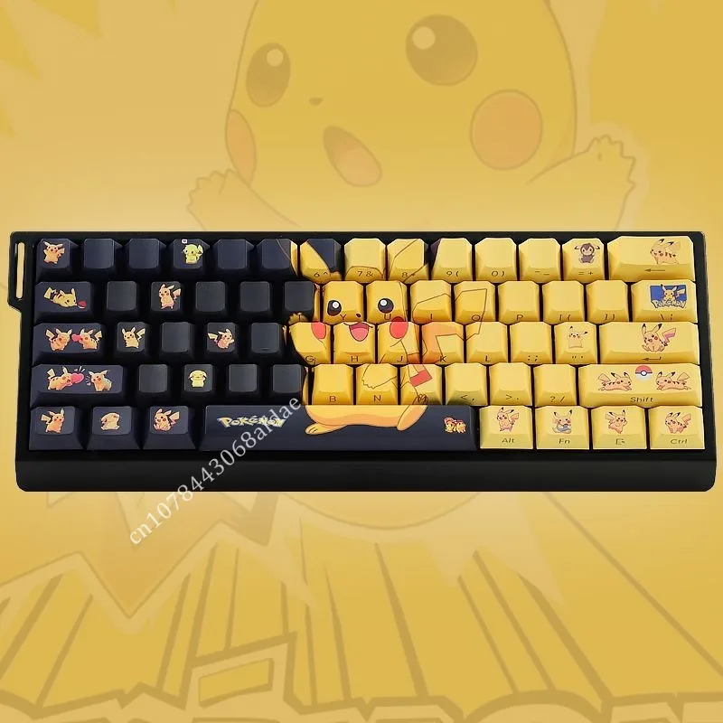 

Anime Pokemon Pikachu Keycap 100Keys/Set PBT Sublimation Mechanical Keyboard Side Engraved Light-transmitting Key Festival Gifts