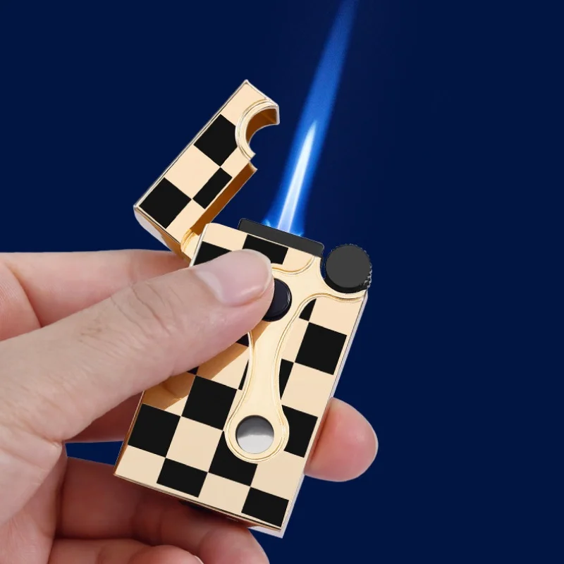 

Jobon Dual Flame Lighter Dual Fire Switching Grinding Wheel Inflatable Lighter Visual Gas Chamber Outdoor Windproof Men's Gift