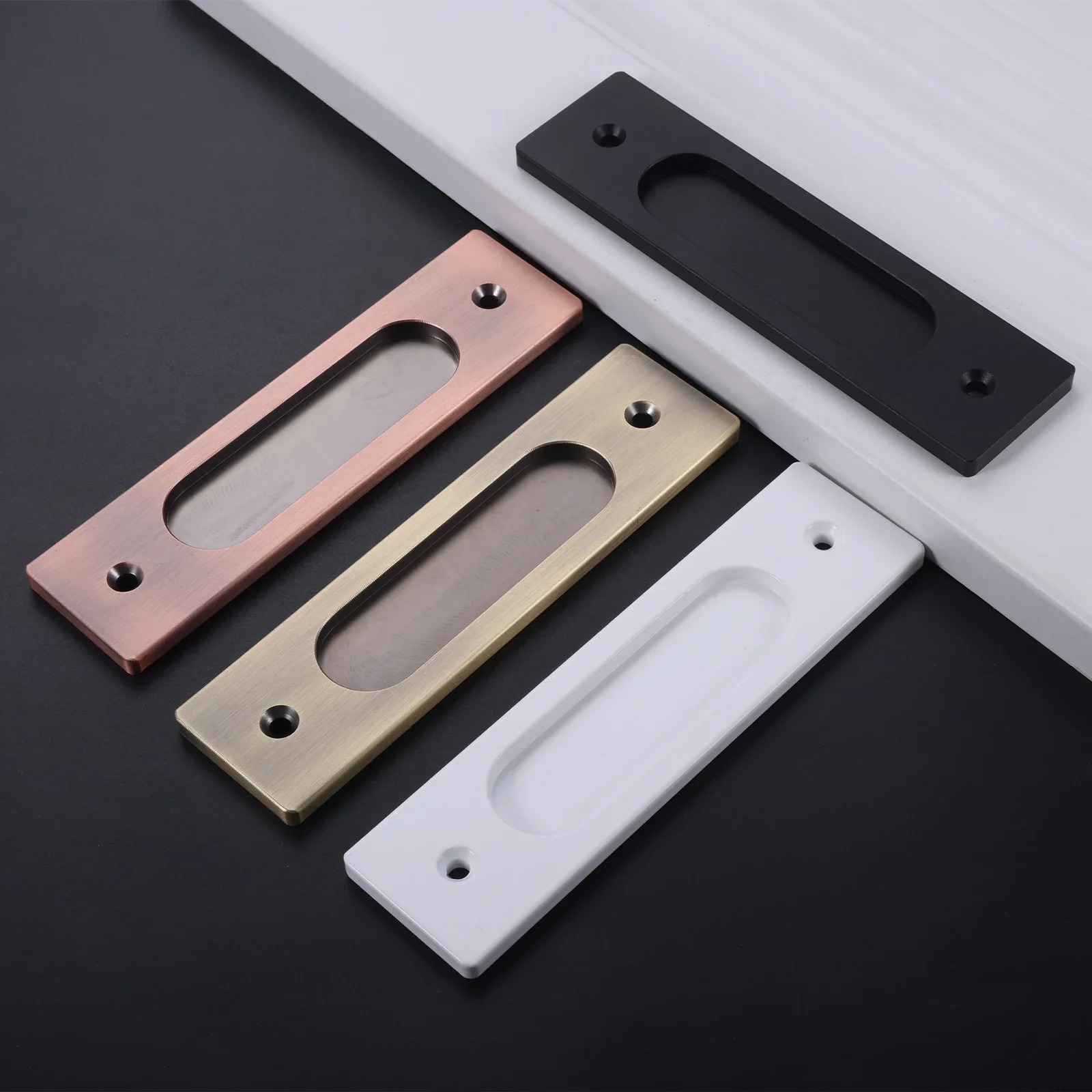 1pc Sliding Door Handle w/screw Alloy Barn Gate Wardrobe Cabinet Doors Windows Pull Non-slotted Easy Install Black White Bronze