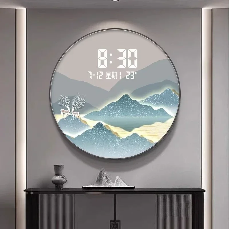 Watch Home Decor Wall Clock Items Room Decorating Interior Clocks Restaurant Decoration Painting Electronic Clock Decoration
