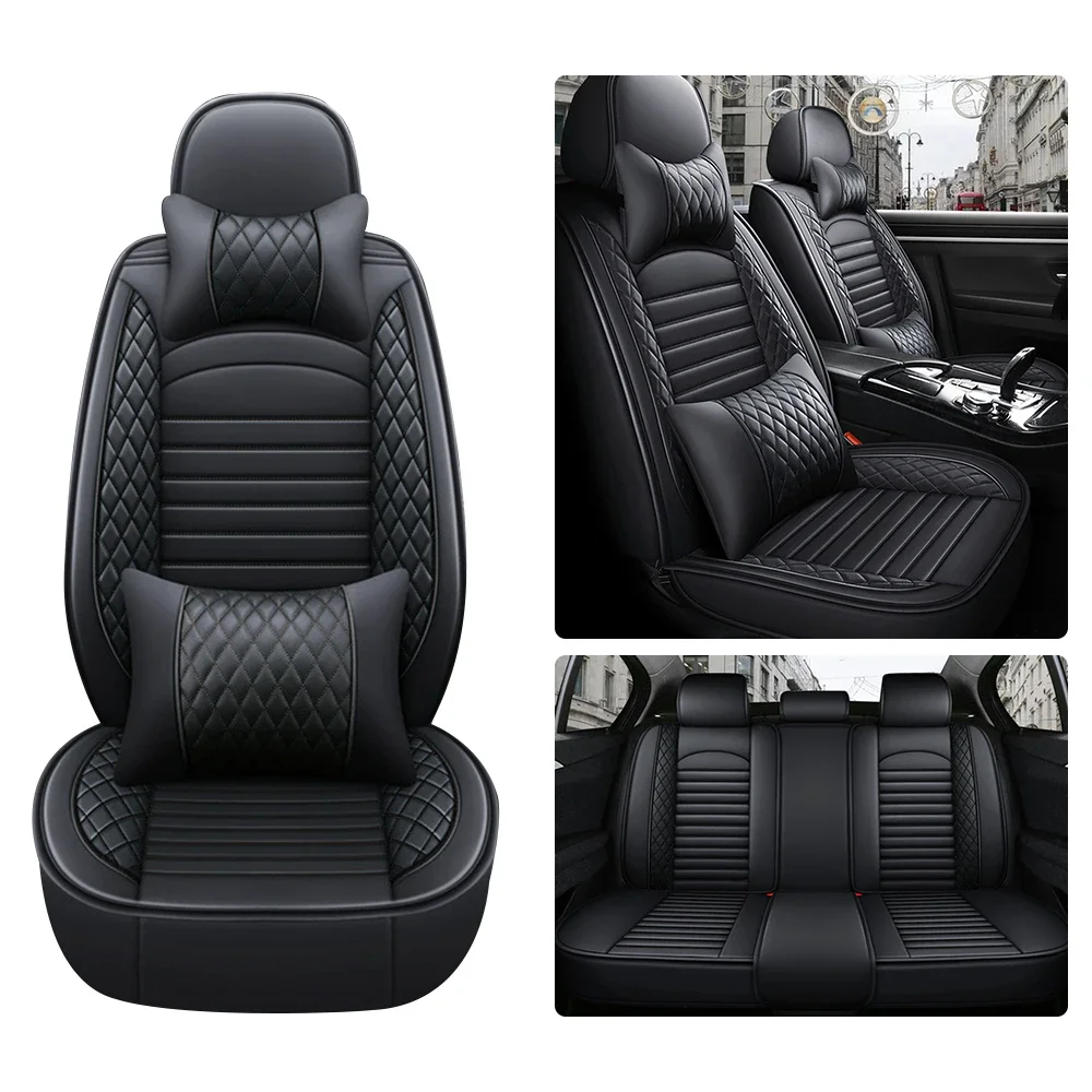 

5-Seats PU Leather Universal Car Seat Covers Full set Front Rear Seat Cushion Anti-scratch Protection For Sedan SUV Seat