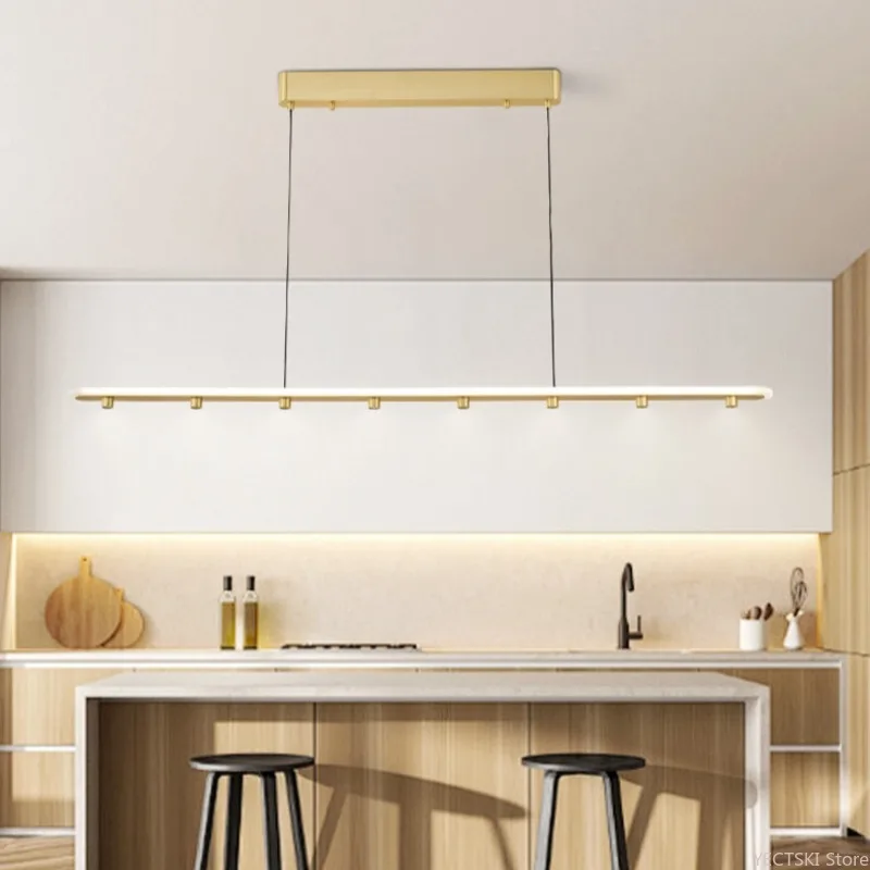 Light luxury minimalist pendant light, Nordic minimalist living room, bar counter, dining table, long strip lighting fixtures