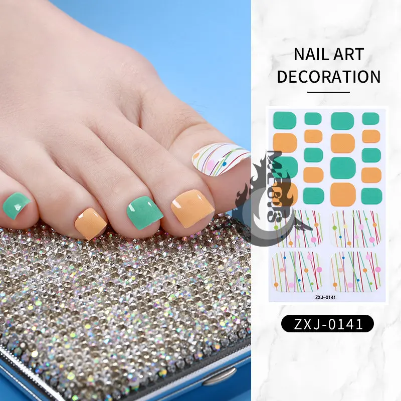 Nuovo smalto per unghie pellicola adesivi per unghie dei piedi tinta unita Glitter Toe Nail Art Sticker fai da te adesivo impermeabile involucri per unghie decalcomanie