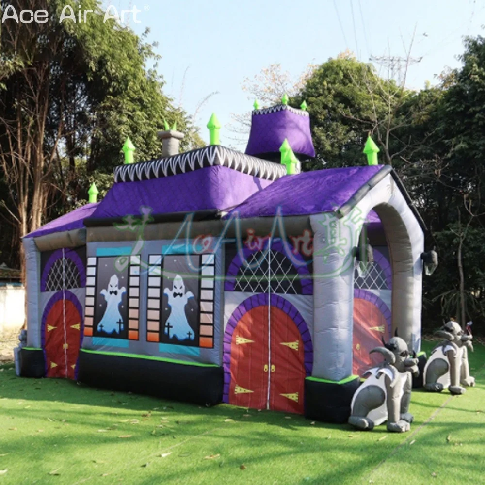 Customized Inflatable Halloween Haunted House Tent Oxford Material with Air Blower Perfect Outdoor Event Party Entertainment