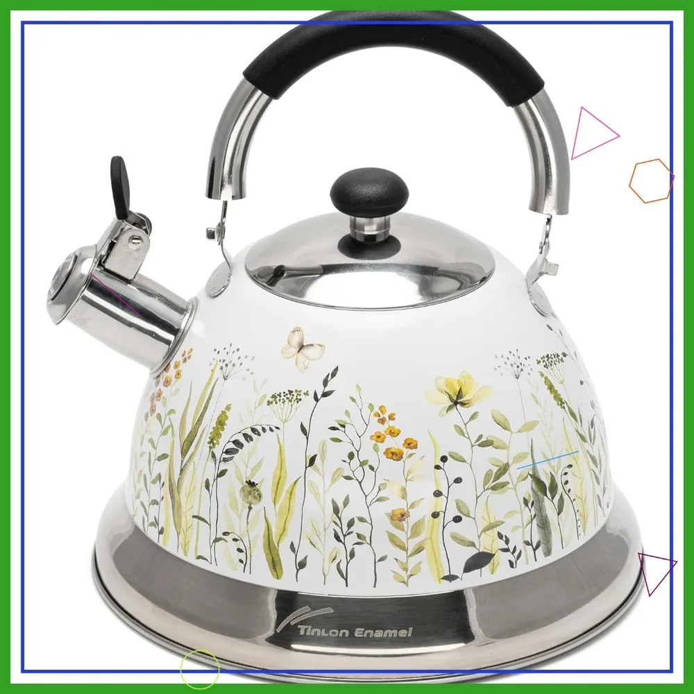 

3.1 Quart Whistling Tea Kettle, 304 Stainless Steel Stovetop Teapot for Coffee & Milk