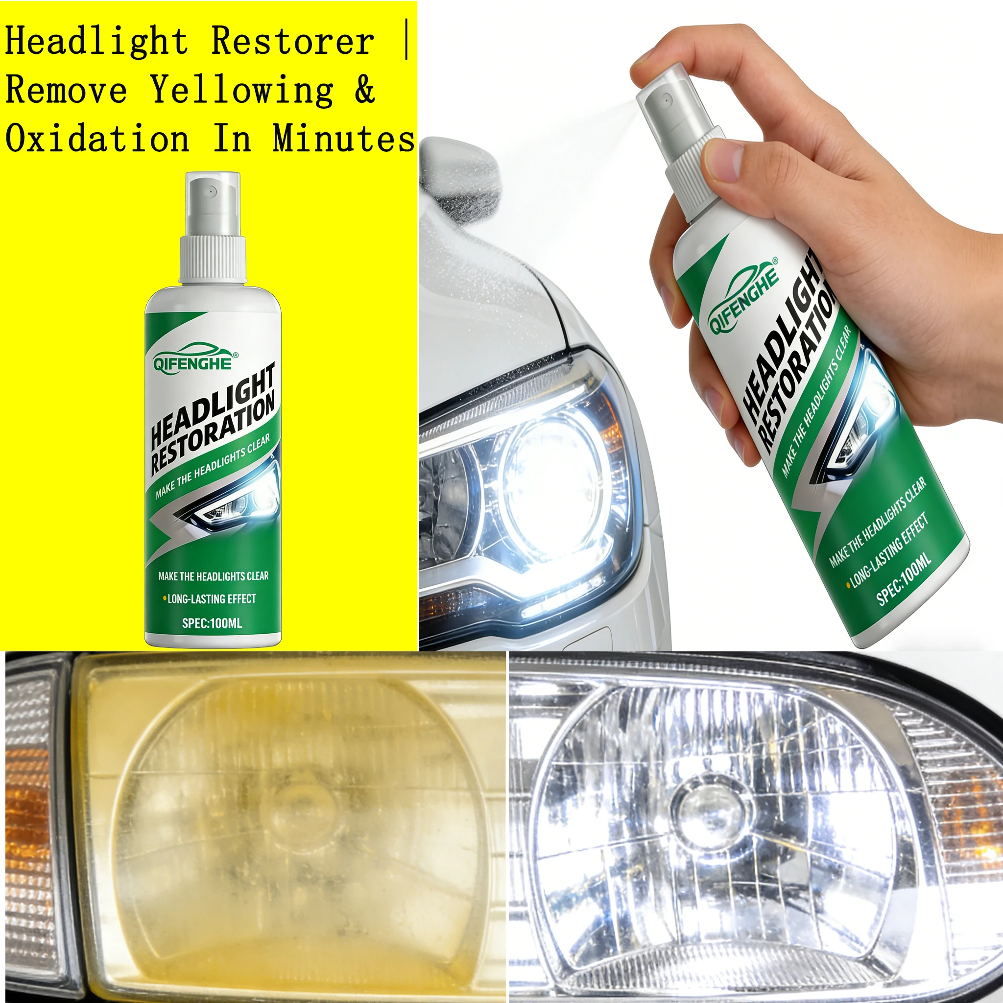 Headlight Restoration Spray, Remove Oxidation & Restore Clear, Bright Headlights
