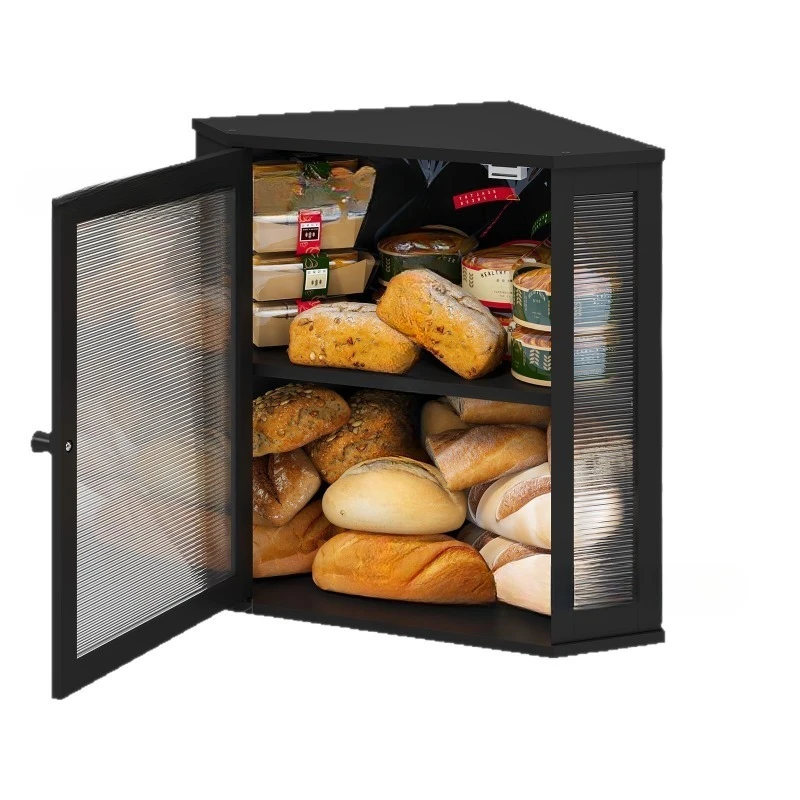 

Spot bamboo and wood bread box double-layer bread storage box acrylic kitchen storage box transparent double door stora