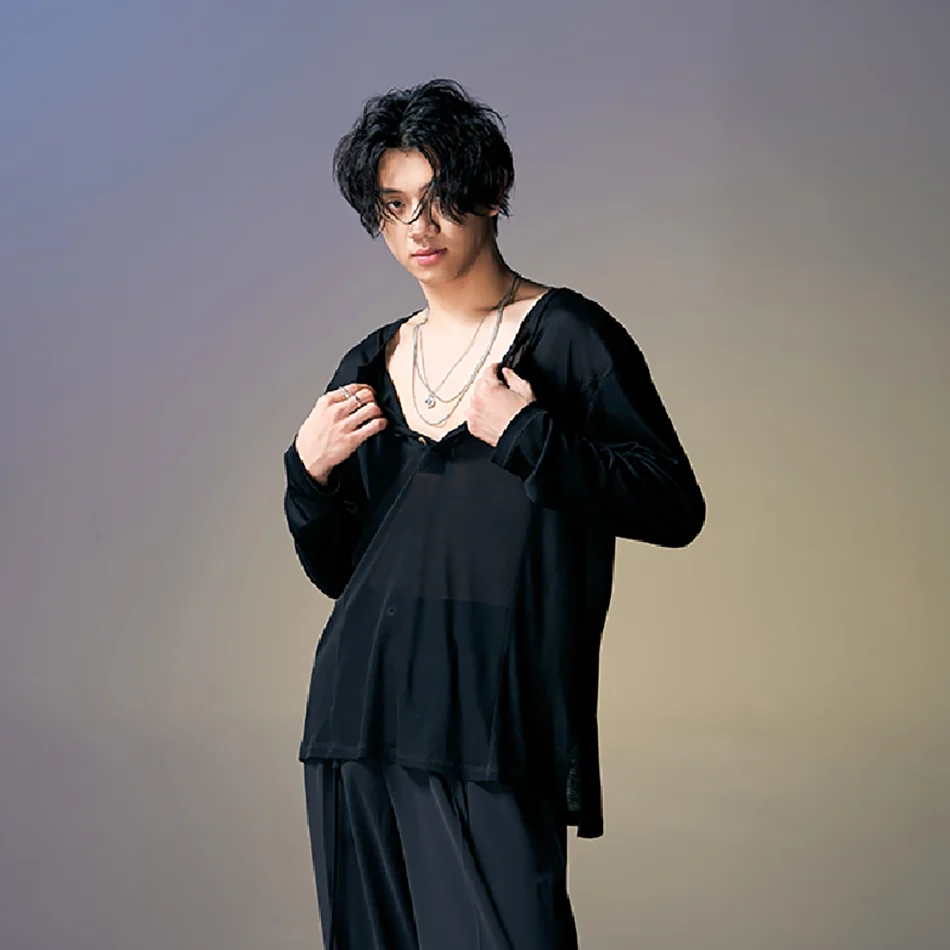 Costume da ballo latino maschile in stoffa per danza latina, costume da tango, manica lunga, scollo a V, abito da ballo latino