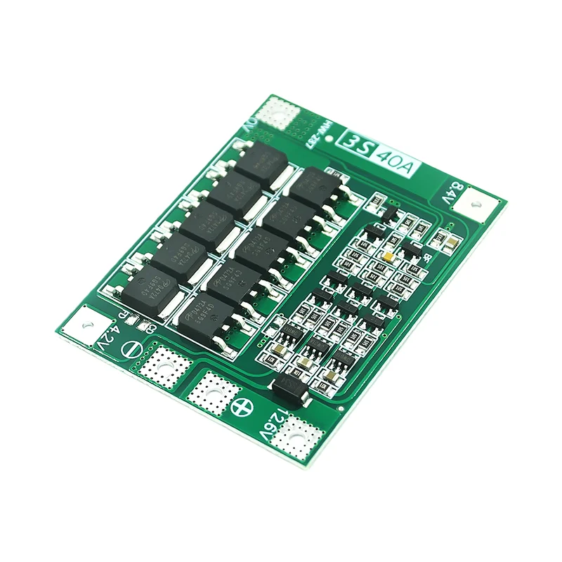 3-cell 11.1V 12.6V 18650 lithium battery protection board with equalization, capable of starting an electric drill, 40A current