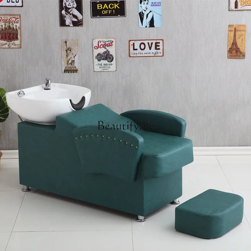 

02Hair Saloon Dedicated Shampoo Chair High-End Flushing Bed Simple