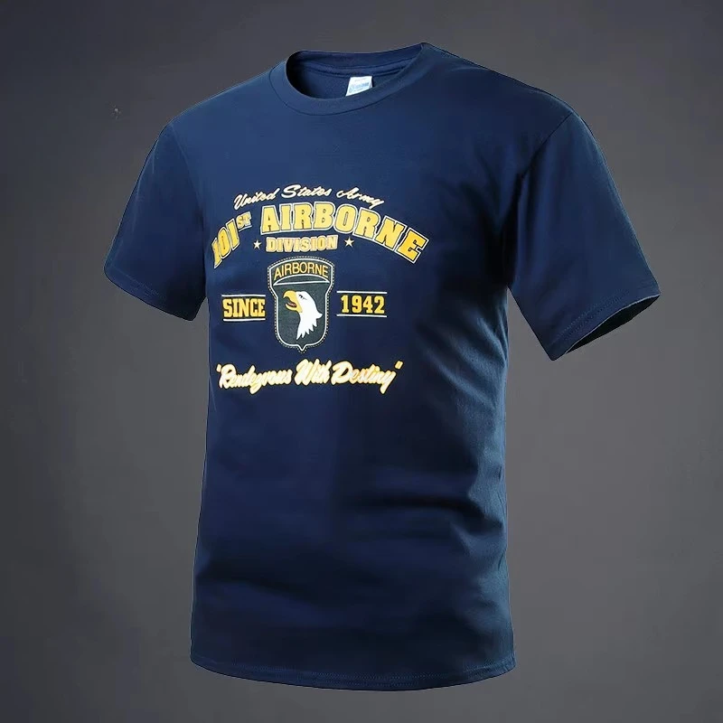 2026 New Military Enthusiast WWII-themed 101 Airborne Division Commemorative T-shirt for Outdoor Clothing, Suitable for Summer.