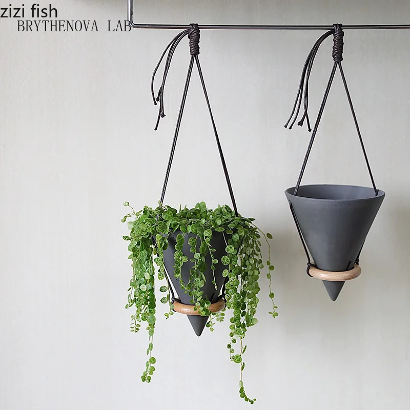 Ceramic Flower Pot Hanging Basin Triangle Hanging Basket Hangings Pot Flower Plant Pots Gardening Supplies Gardening Pots Vase