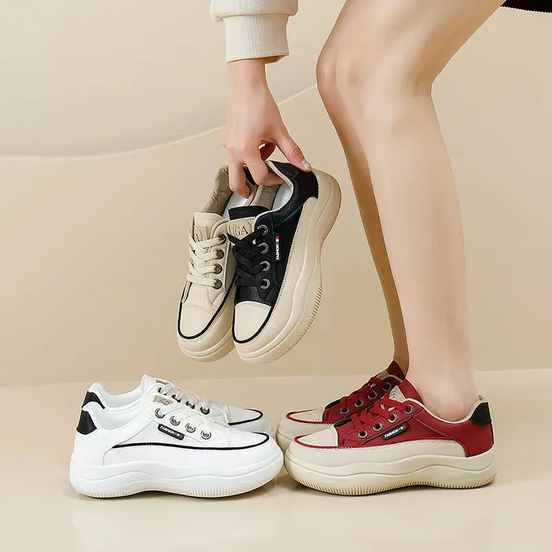 

Students Casual Shoes Vogue White Shoes Women Flat Sneakers Thick Holes Breathable Shoes 4 Colors