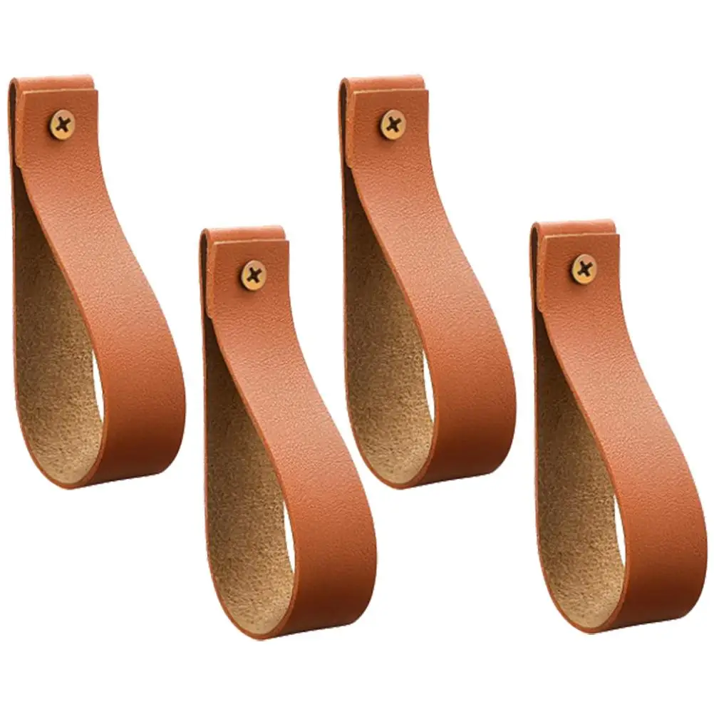 

4pcs Bohemian Style Wall Mounted Leather Hooks for Bathroom Kitchen Bedroom Black Multi Functional Towel Hanging Curtain Rod