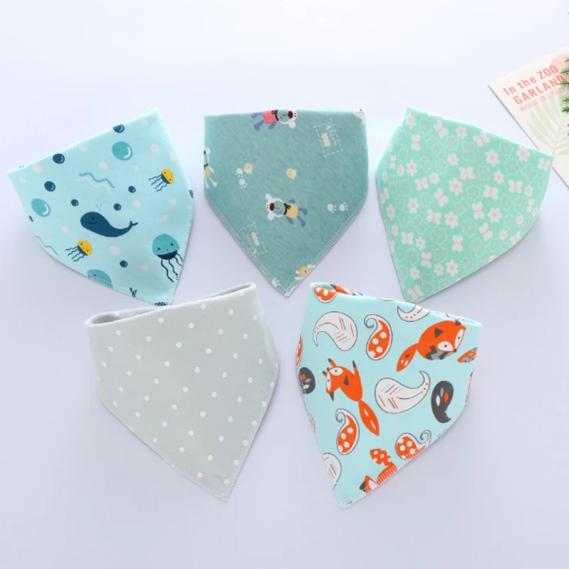 Baby Bibs 5 Pack Baby Bandana Drool Bibs Cotton for Unisex Boys Girls Babador Feeding Smock Infant Burp Cloth Baby Saliva Towel