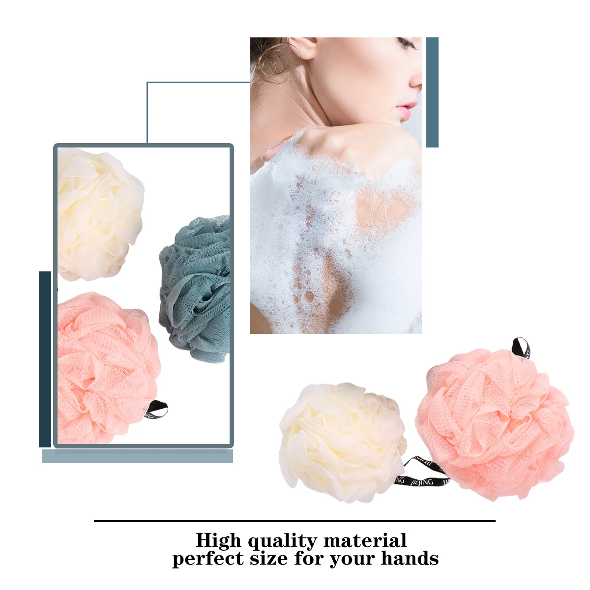 

3pcs Durable Shower Ball Bath Ball Bath Bathroom Scrub Bath for Home Bathroom Travel (Pink, Beige and Blue)