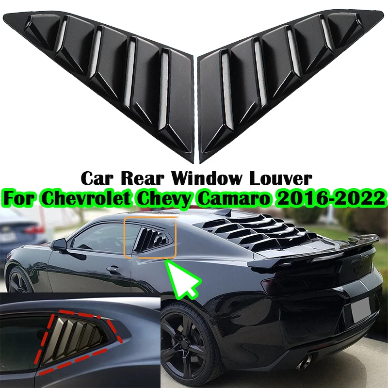 

1set For Chevrolet Camaro 2016-2022 Car Rear Window Louver shiny Black Car Window trim Parts