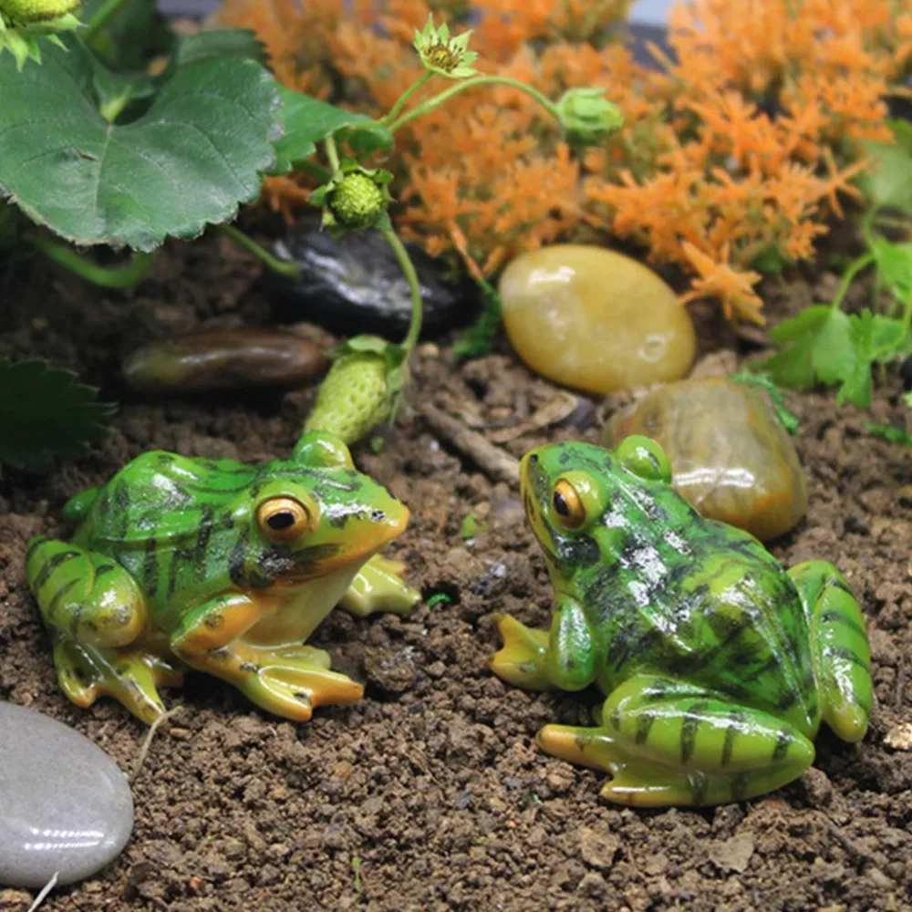 Mini Resin Frog Statue Life Like Durable Terrarium Micro Landscape Frog Animal Figurine Desktop Home Pond Fish Tank Yard Decor