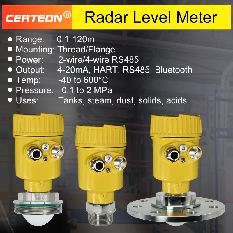 Radar Level Meter Non-Contact Liquid Level Sensor Guided Wave Radar Level Transmitter Microwave Level Gauge for Tanks and Water
