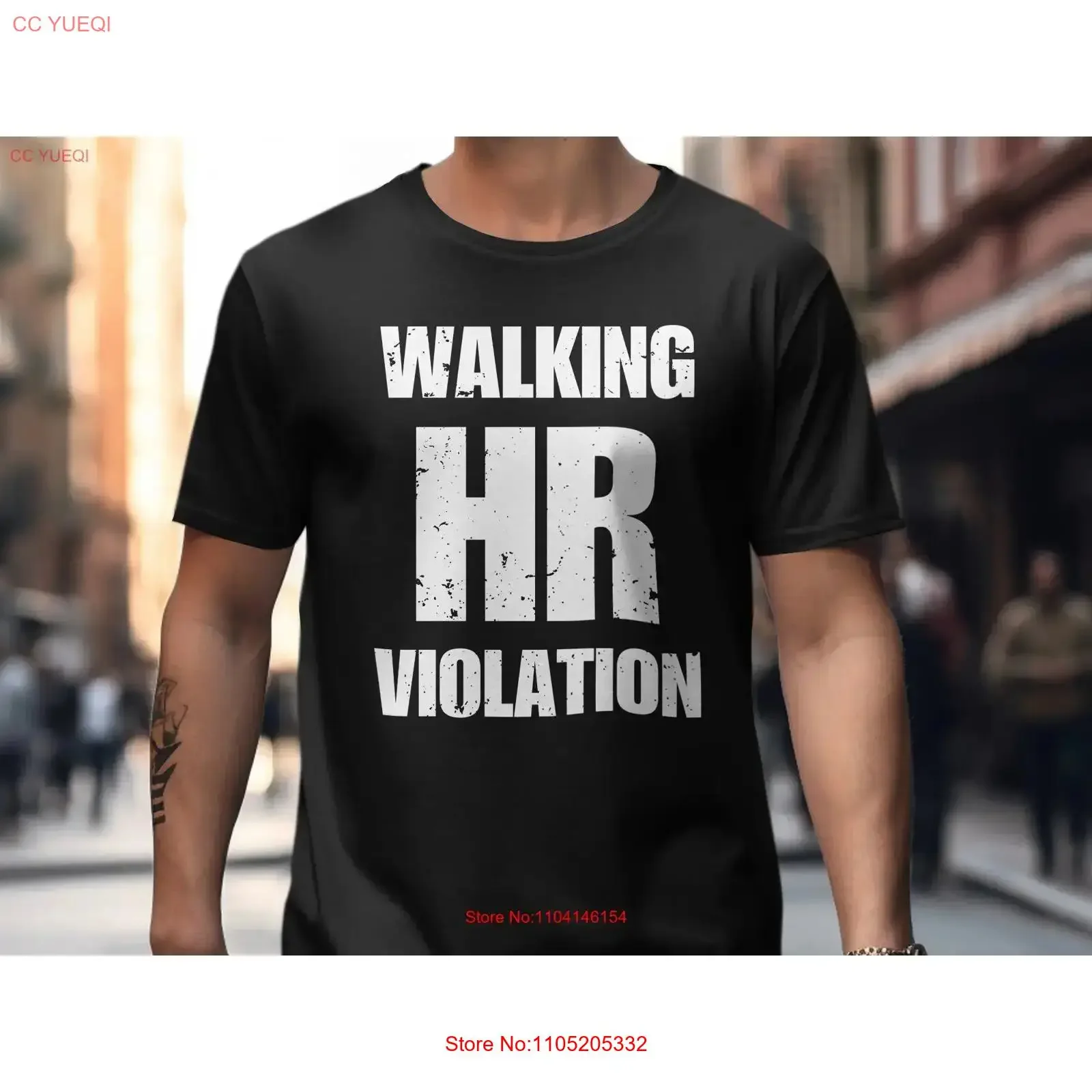 Walking HR Violation Funny Office Humor T shirt Sarcastic for Coworkers vintage Washed designer clothes Casual homme Soft