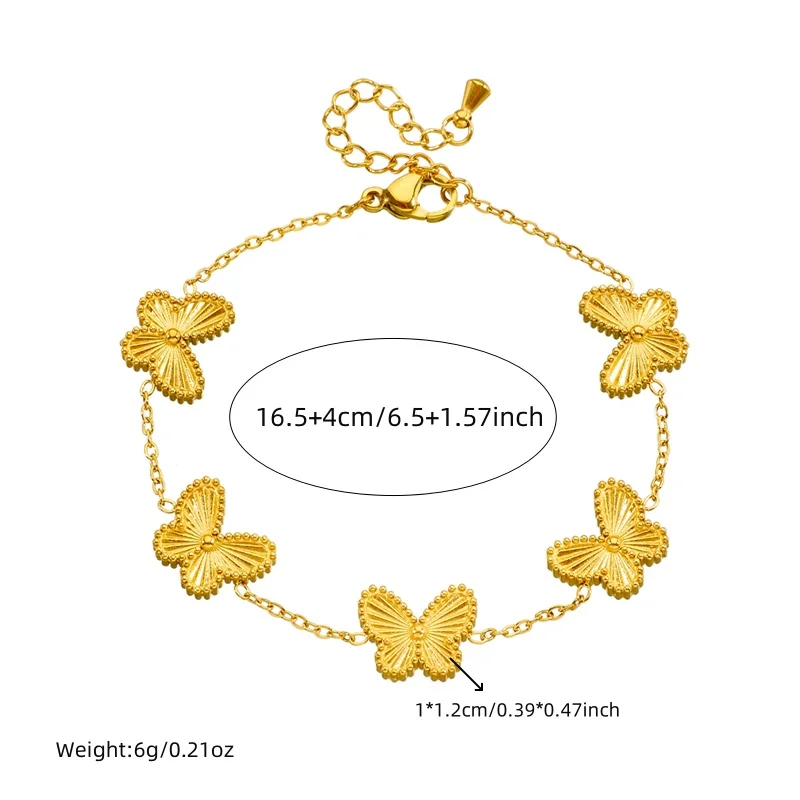 LAMENGLY 316l Stainless Steel Temperament Fascinating Line Texture Insect Butterfly Bracelet Woman Non-Fading Wrist Chain Gift