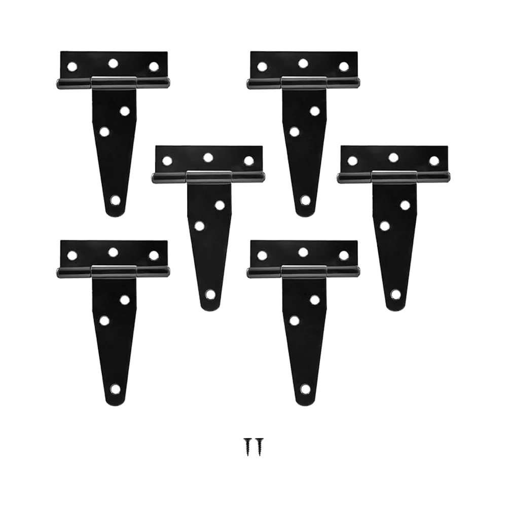 

4 PCS European T-Strap Wood Gate Hinges for Wooden Fences Heavy Duty Strap Gate Hinge Decorative Matt Black Finish with Screws