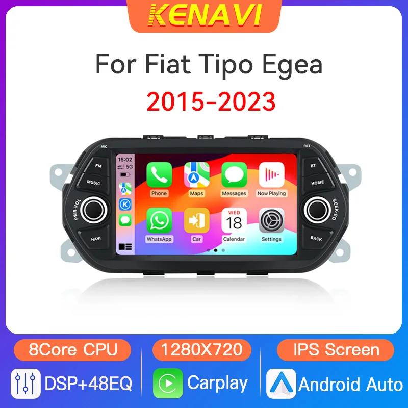 Car Stereo Radio For Fiat Tipo Egea 2015 - 2023 Center Lntelligent Multimedia Player GPS Carplay Android Auto Head Unit Screen