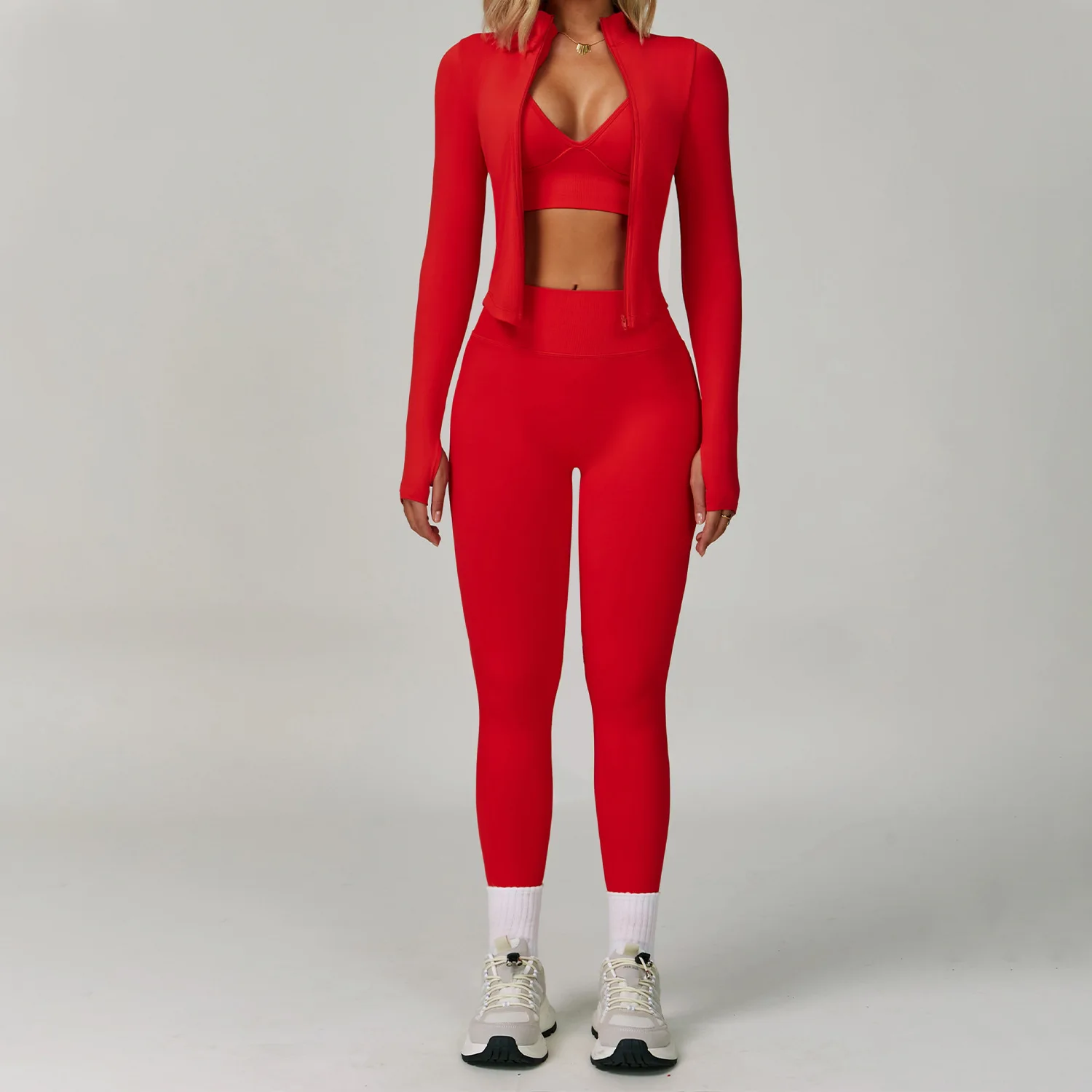 3PCS Yoga Suit Women Tracksuit Sports Set Gym Set Seamless Running Workout Set Push Up Long Sleeve Sports Outfits Yoga Clothing - Image 3