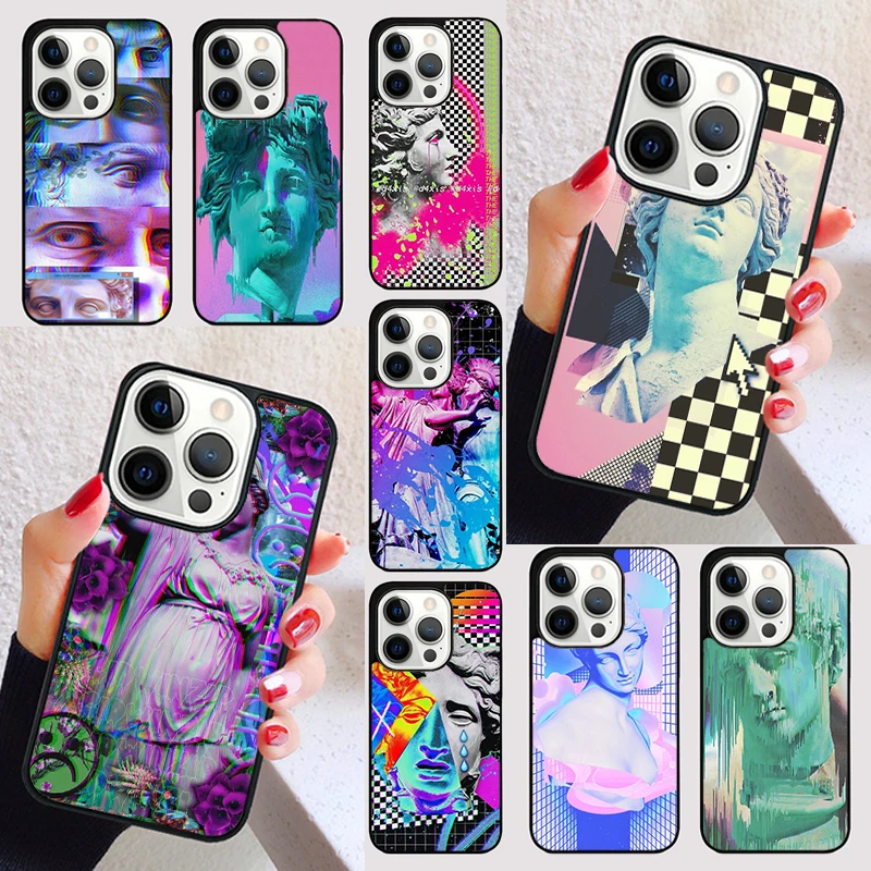 Glitch vaporwave modern art cover For iPhone 15 16 13 12 11 14 Pro Max Mini Max SE 2020 7 8 6S Plus Phone Case