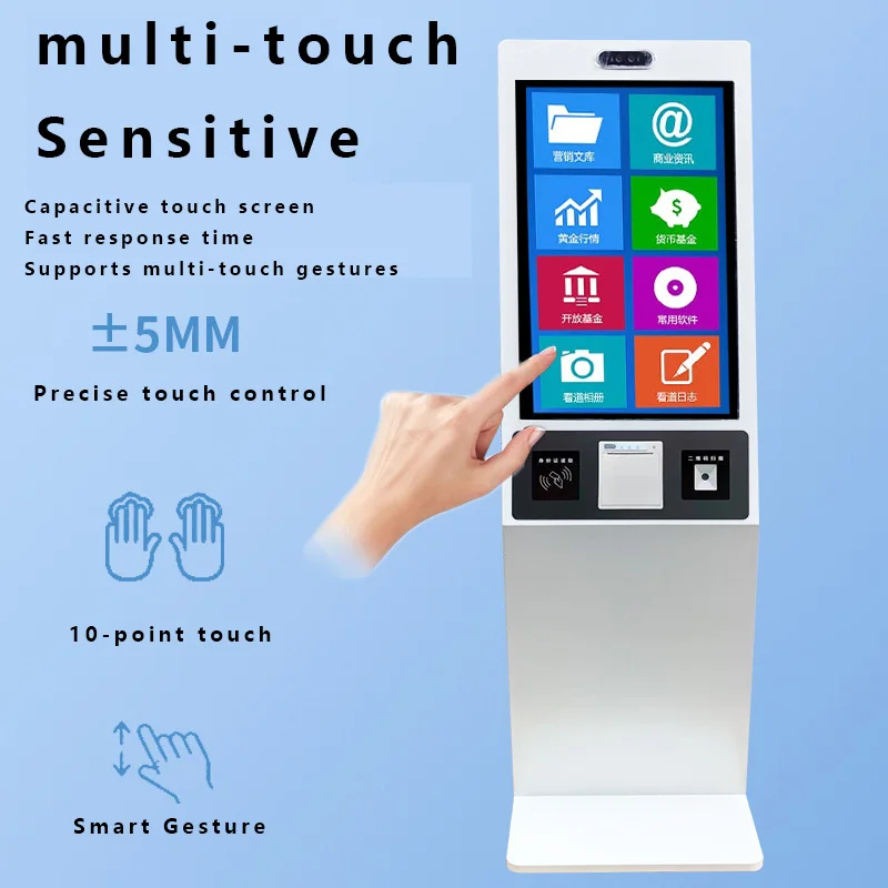 21.5Interactive Touchscreen Scanning Payment Kiosk With Built-in Printer For Windows/Android Installation