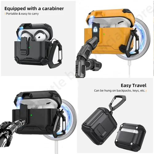 Funda para AirPods de 4 generación, funda protectora con bloqueo automático magnético con soporte para teléfono y Kit de limpieza para Airpods Pro 3, funda 2025