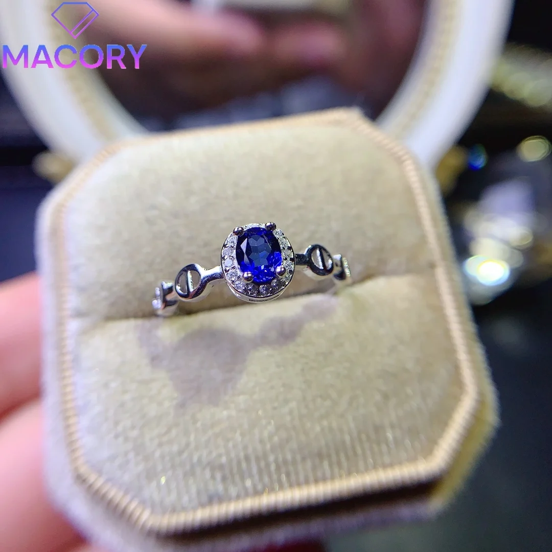 Engagement Blue gem ring female luxury luxury brand replica sterling silver 925 ring Valentine's Day to send free gem jewelry.