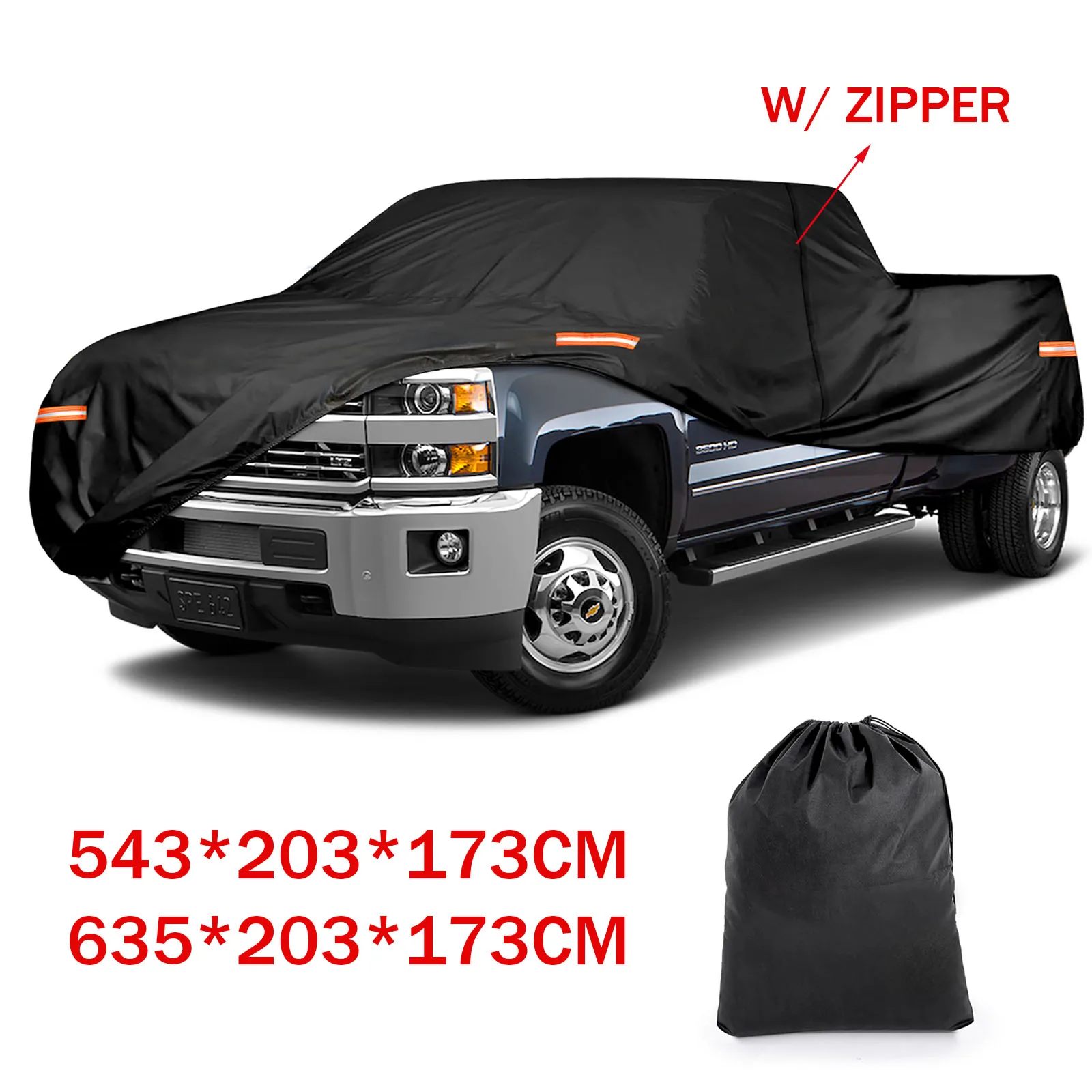 

Black Truck Cover Waterproof 10 Layers Outdoor Full Exterior Cover with Rain Sun UV Snowproof Protection with Zipper Cotton