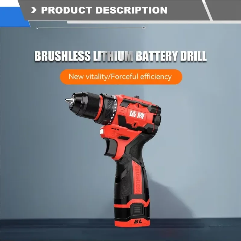 Cordless Brushless Impact Drill Lithium Ion Battery Electric Screwdriver Multifunctional Power Tool for Household DIY Repair