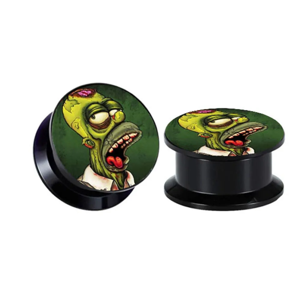 1pc Green Zombie Ear Plugs for Women Punk Black Gold Color Stainless Steel 6-16mm Ear Expanders Piercing Earrings Body Jewelry