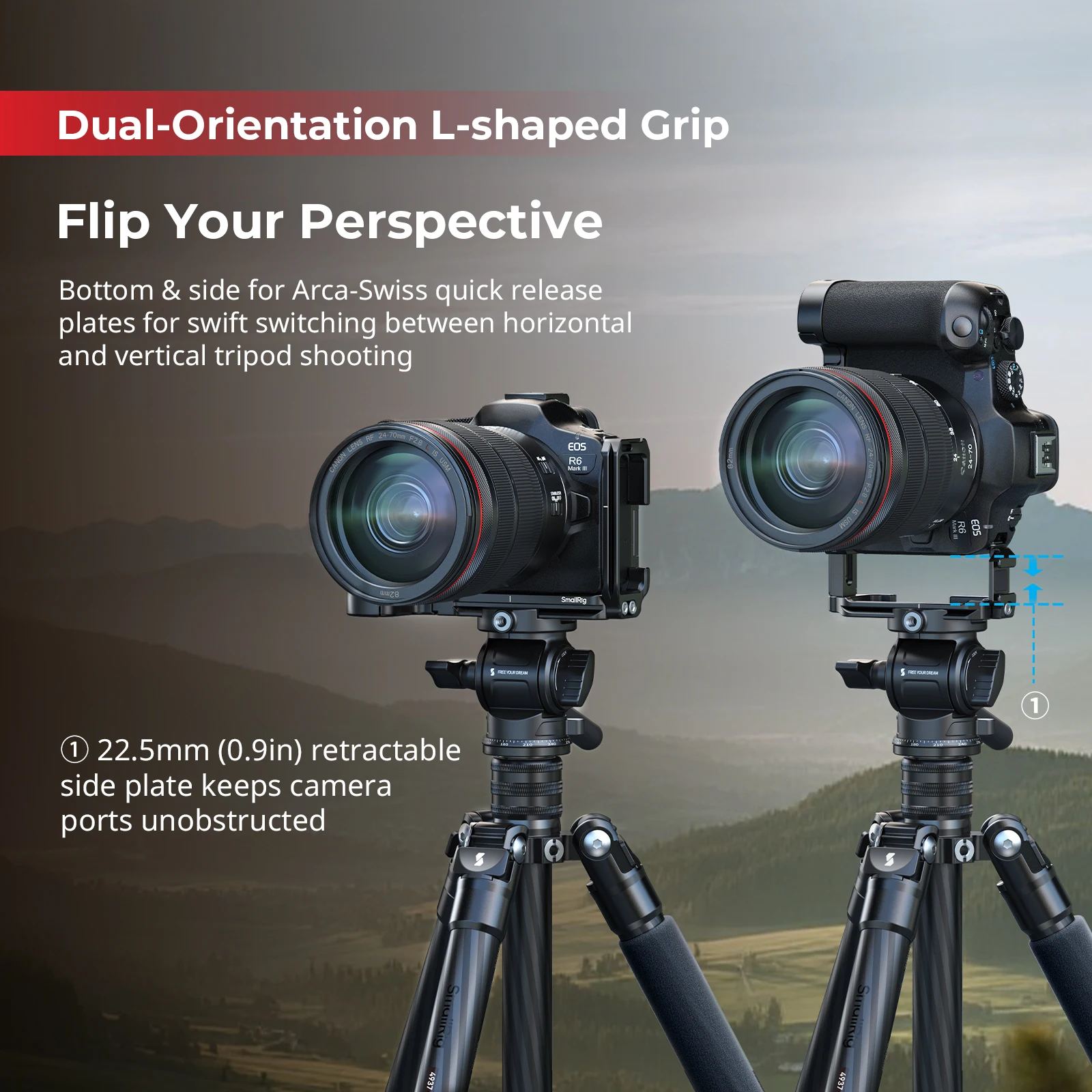 Image of SmallRig L-förmige Montageplatte mit AirTag-Schlitz für Canon EOS R6 Mark III /R6 Mark II/R5 Mark II mit Arca-Swiss Schnellwechselplatte