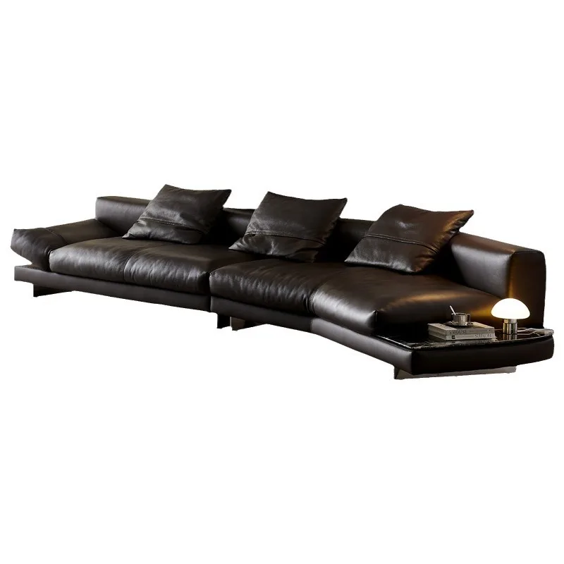 

Leather sofa Italian minimalist special shaped corner large apartment villa first layer cowhide
