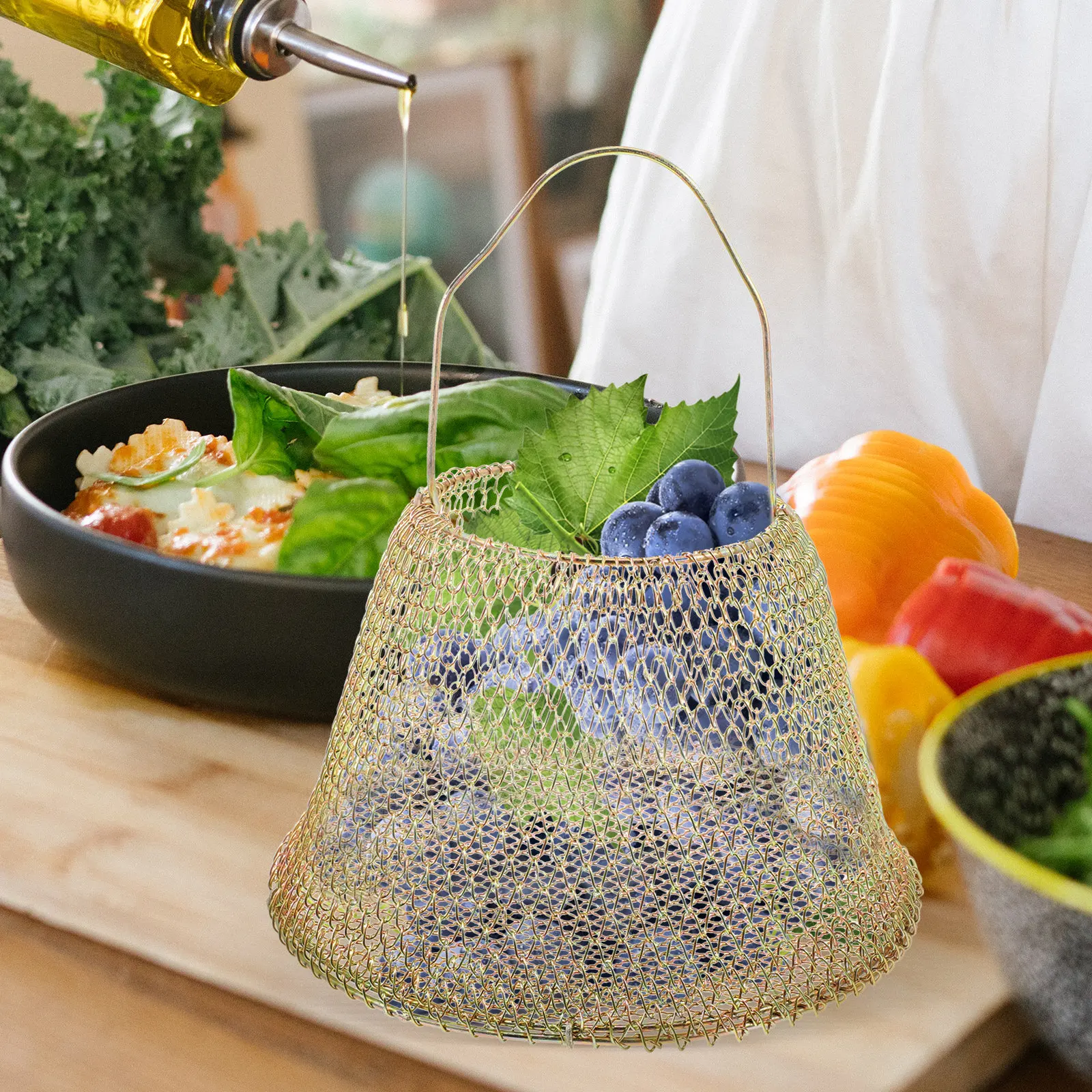 Stretch Foldable Portable Egg Basket Handheld Flexible Storage Container for Fruit Vegetable Snack Organizer Egg Basket